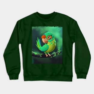 Cute Orange-fronted parakeet on a tree Crewneck Sweatshirt